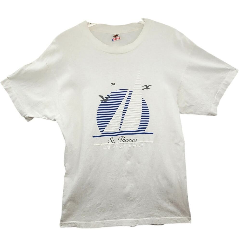 Fruit of the Loom Single‑Stitch Puffy Graphic Tee Retro Vintage Menswear‎
